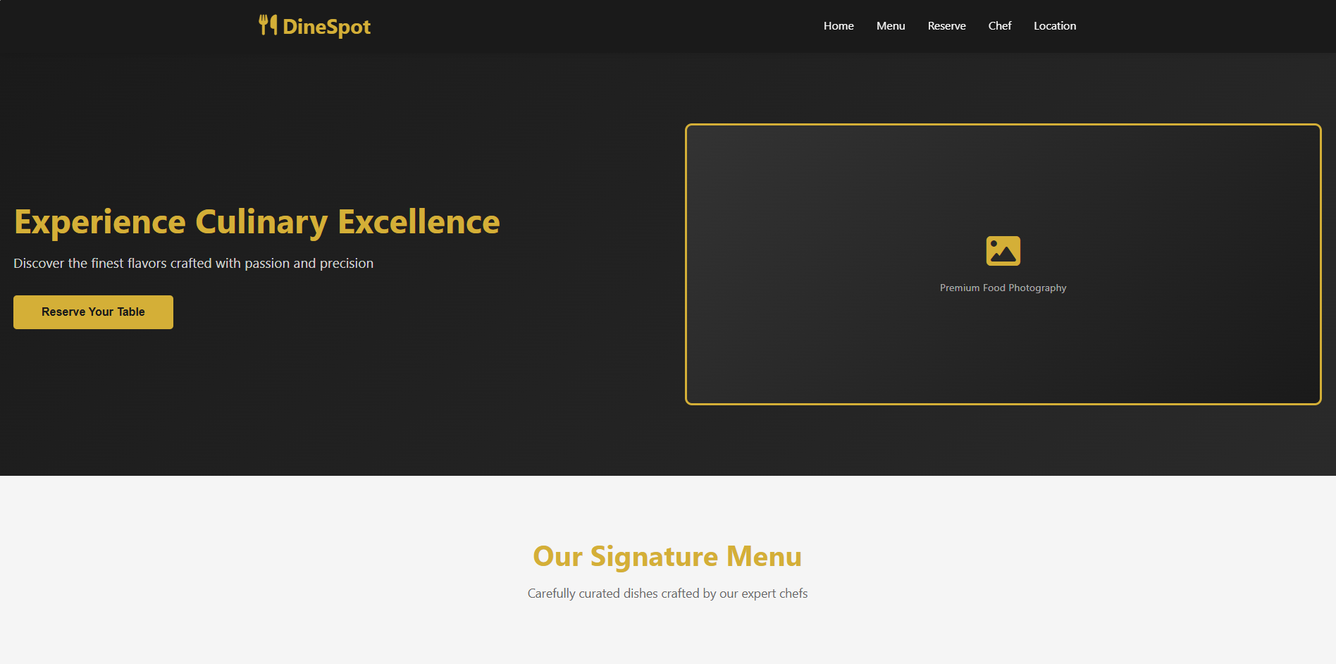 DineSpot - Premium Restaurant Landing Page Template