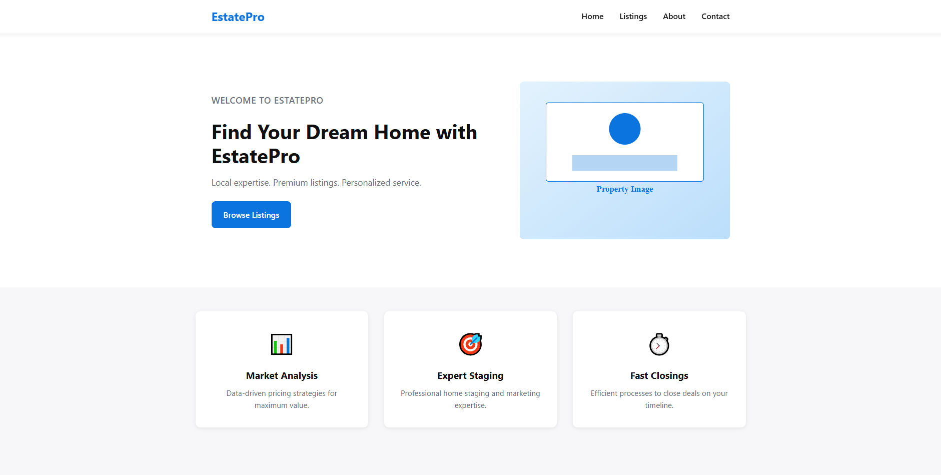 EstatePro - Real Estate Agent Landing Page Template