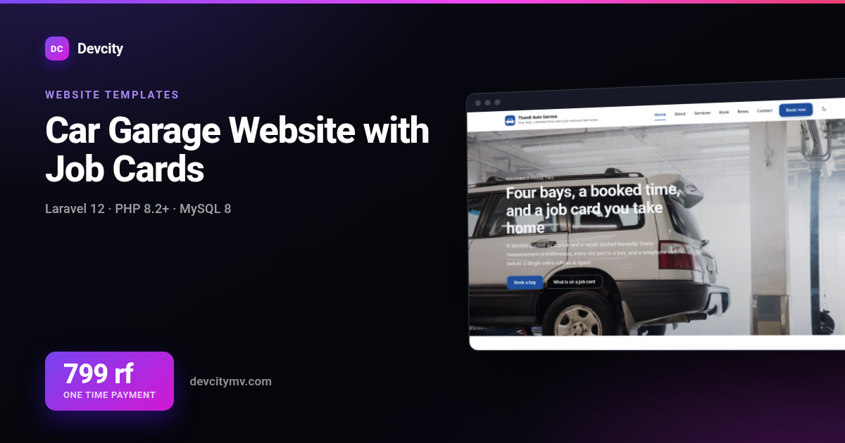 Car Garage Website with Job Cards