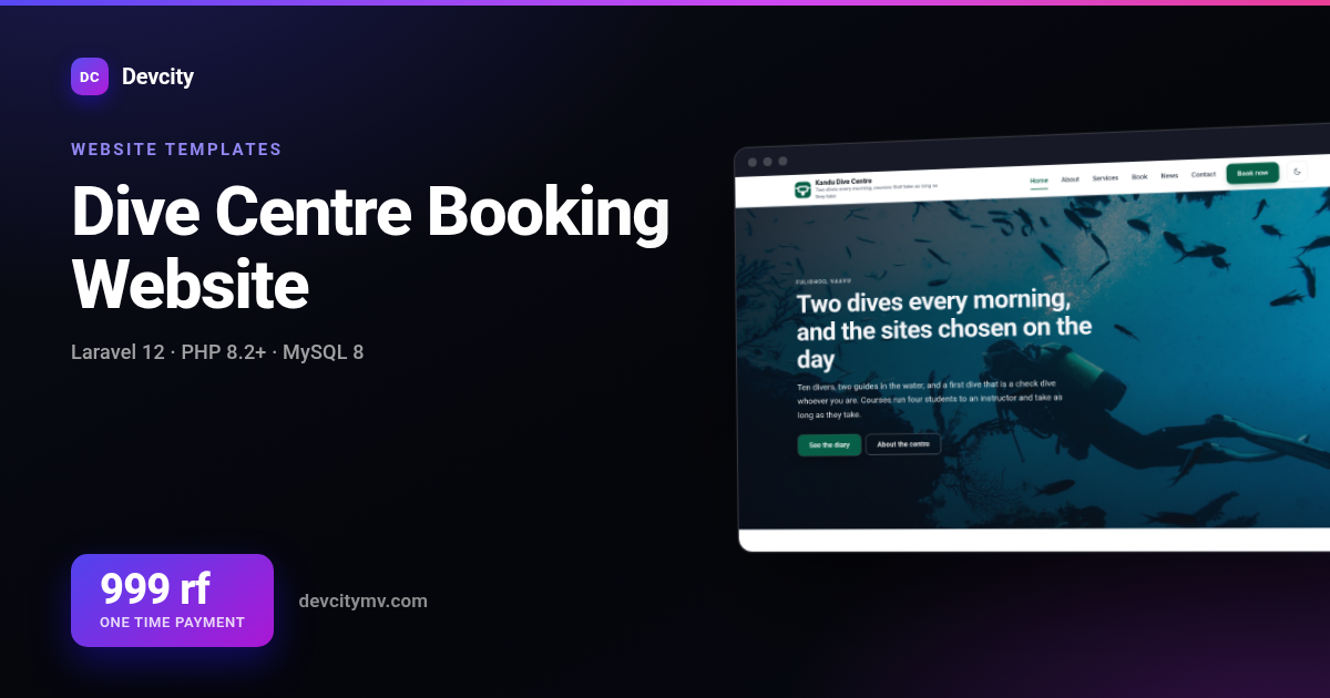 Dive Centre Booking Website