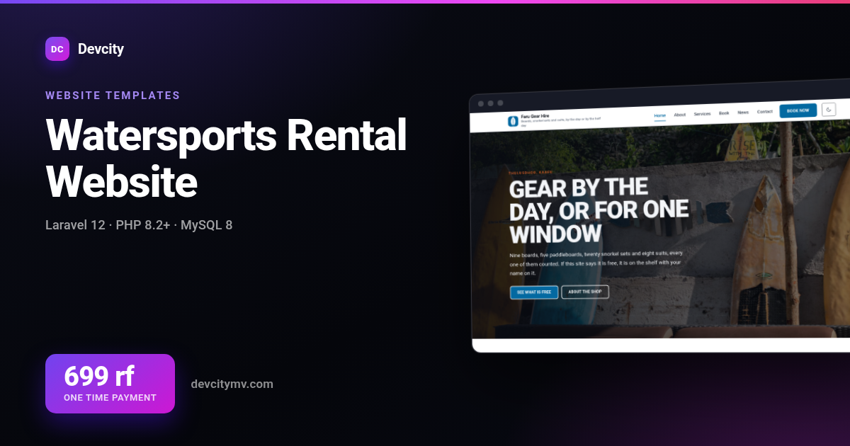 Watersports Rental Website